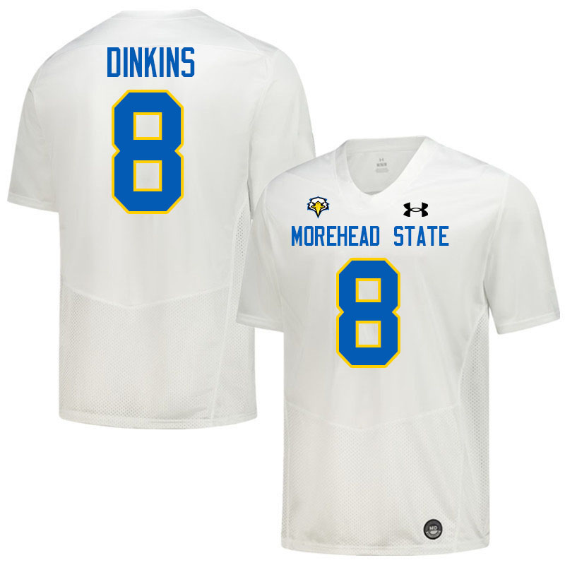 Morehead State Eagles #8 David Dinkins College Football Jerseys,Uniforms-White